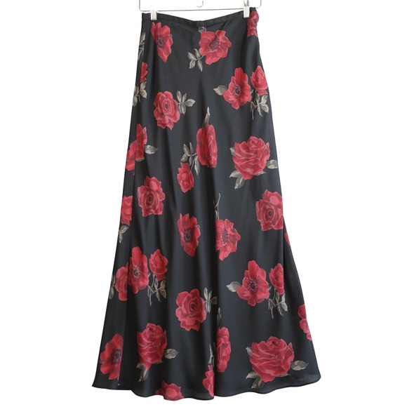 Limited Dresses & Skirts - Vintage 90s Limited Maxi Skirt S Black Floral Rose Chiffon Romantic Whimsigoth